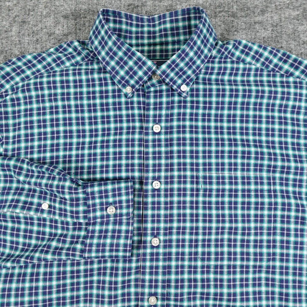 Vineyard Vines Shirt Mens Large Blue Green Plaid Classic Fit Murray‎ Preppy